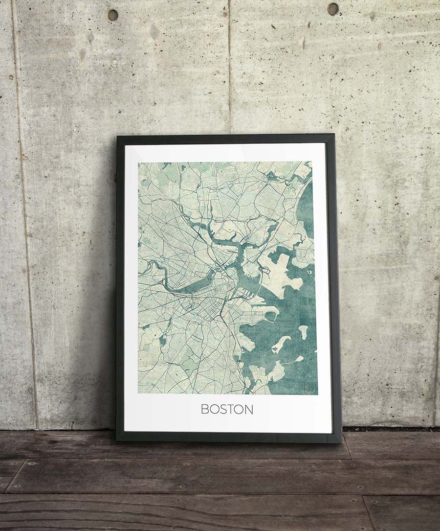 Boston Map City Art Posters