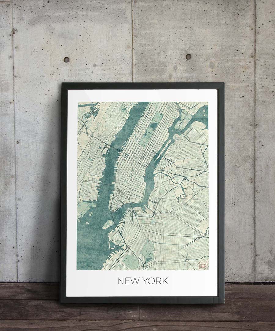 New York Map City Art Posters
