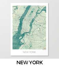 New York Map City Art Posters