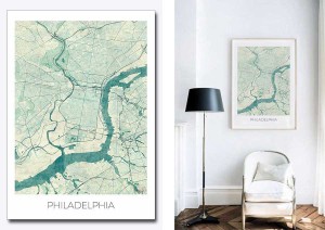 Philadelphia city art map posters States map shape quiz.