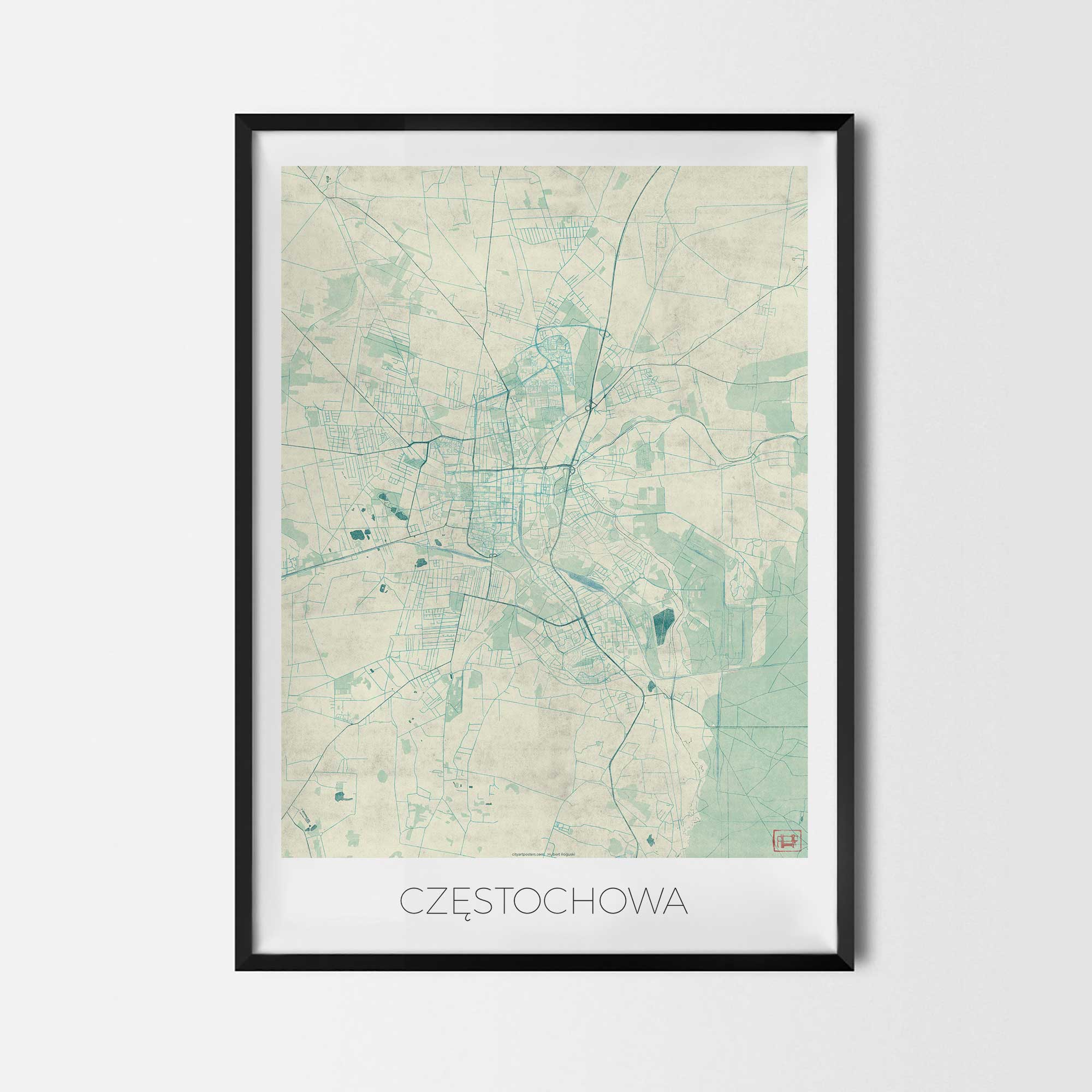 Czestochowa Plakat Miasta Mapa