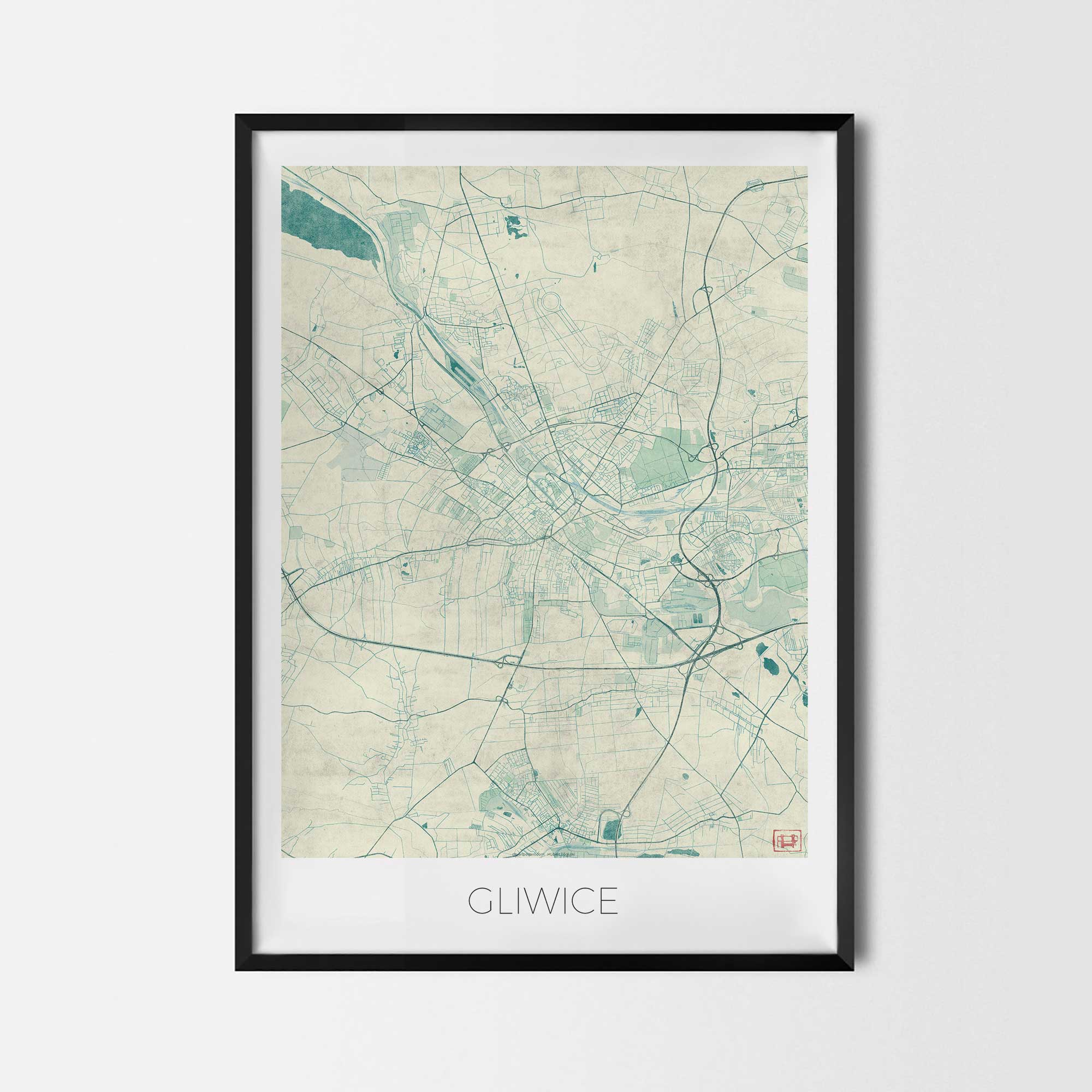 Gliwice Plakat Miasta Mapa