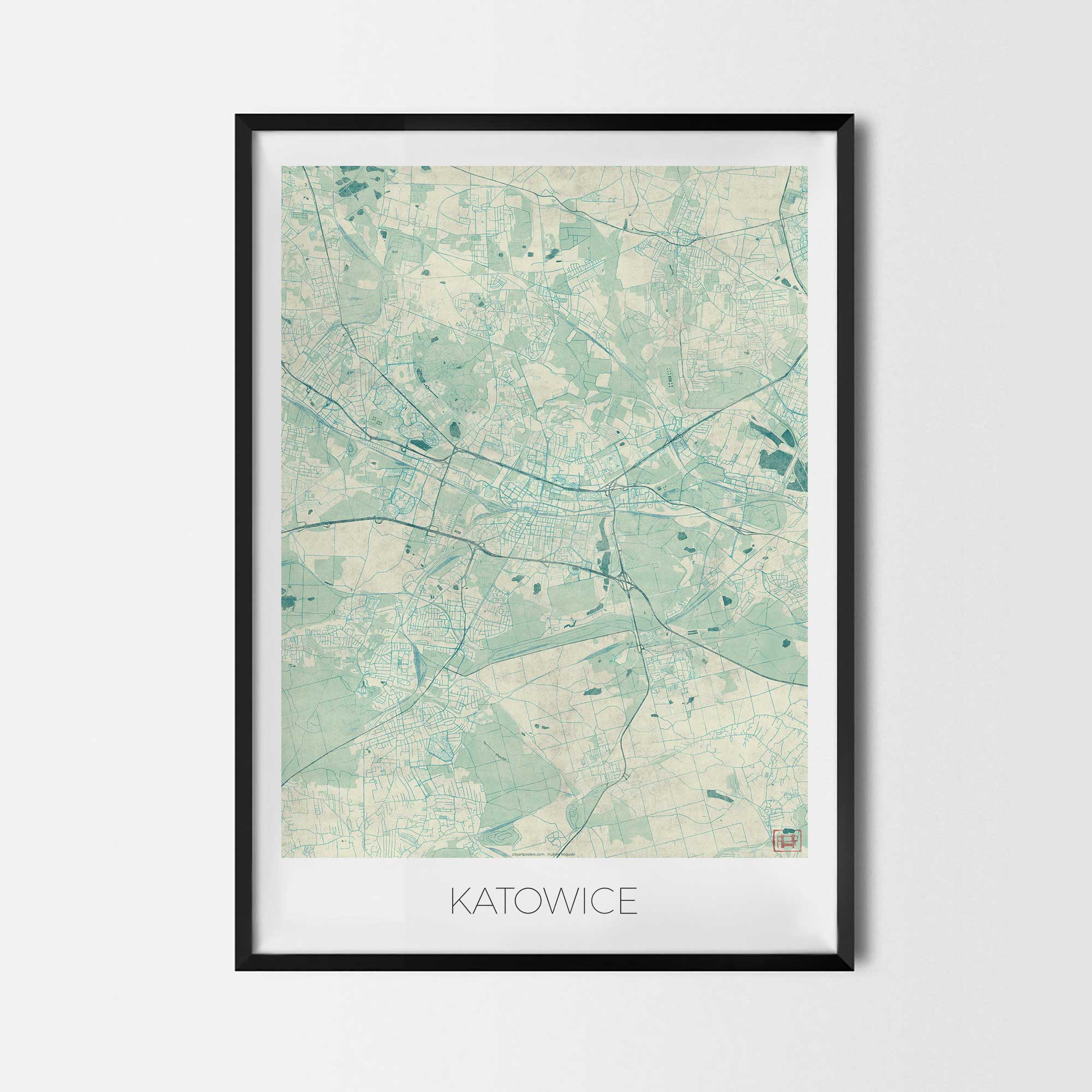 Katowice Plakat Miasta Mapa