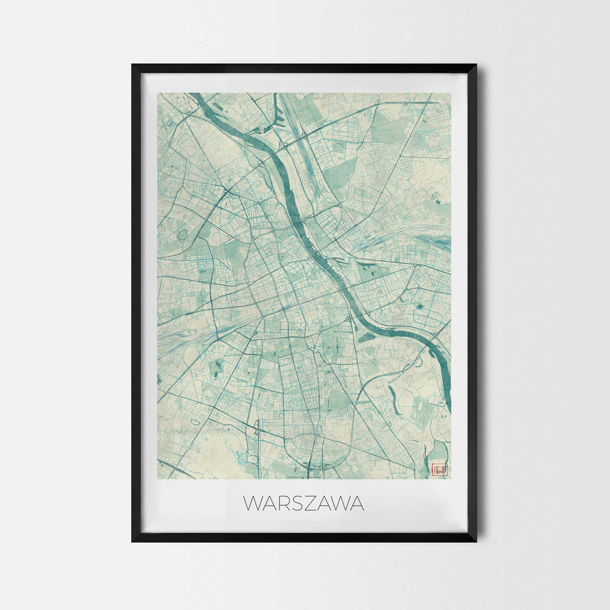 Warszawa plakat polskie miasta Mapa Warszawa art posters