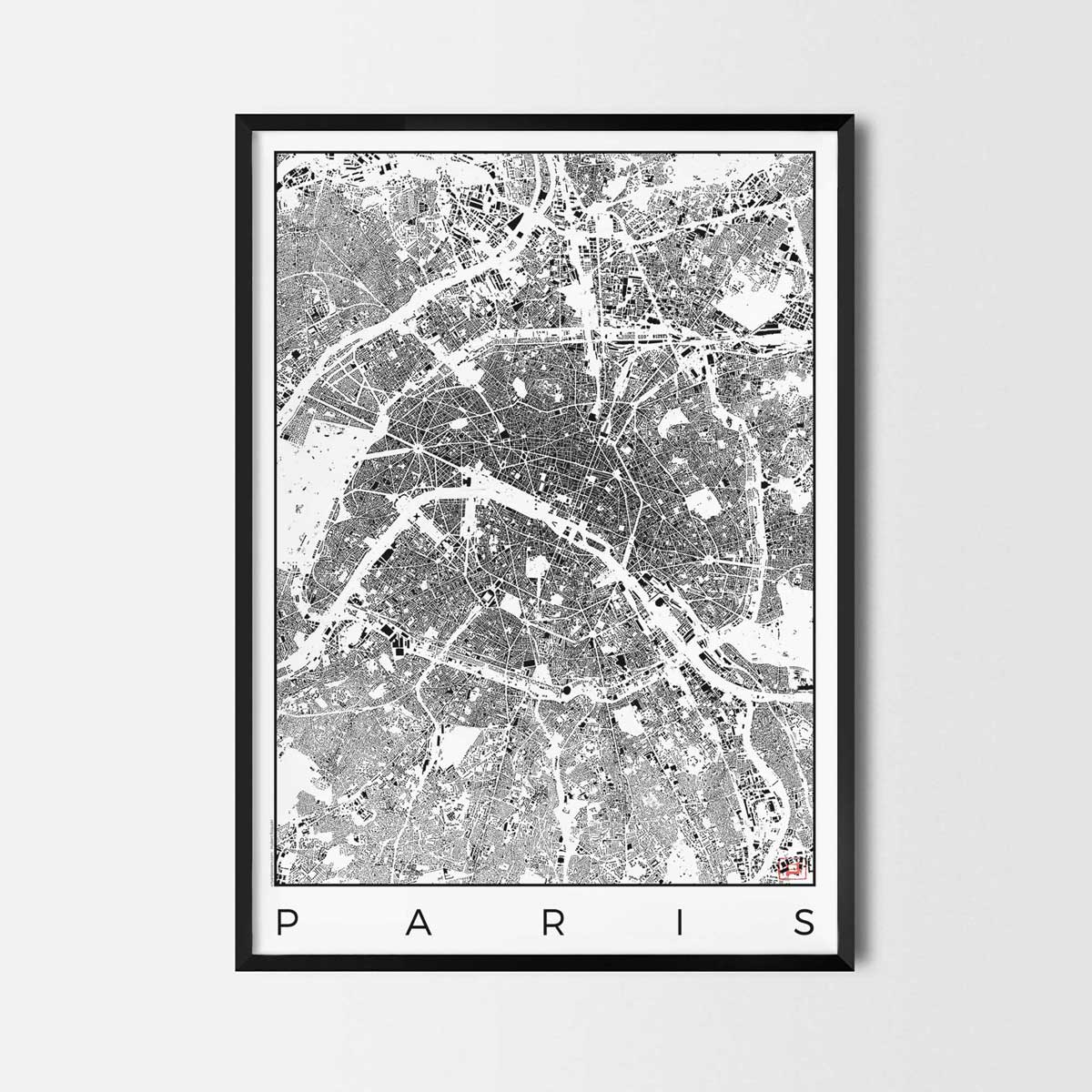 Paris Urban plan city map art posters map posters city art prints city posters schwarzplan