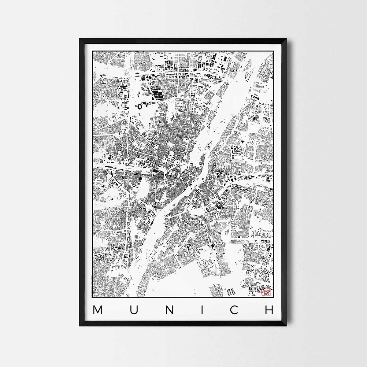 Munich Urban plan city map art posters map posters city art prints city posters schwarzplan