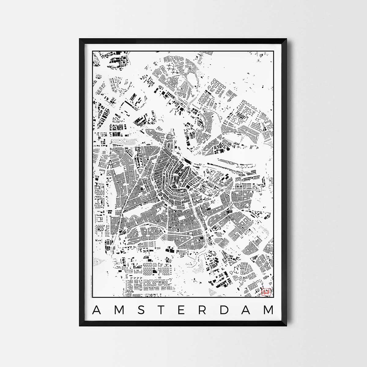 Amsterdam Urban plan city map art posters map posters city art prints city posters schwarzplan