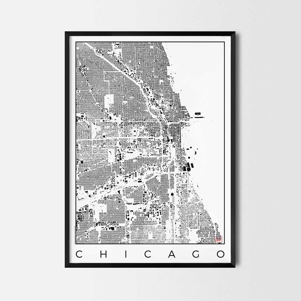 Chicago Urban plan city map art posters map posters city art prints city posters schwarzplan