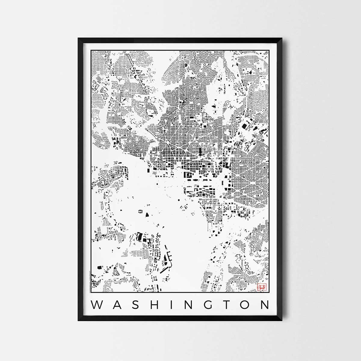 Washington Urban plan city map art posters map posters city art prints city posters schwarzplan