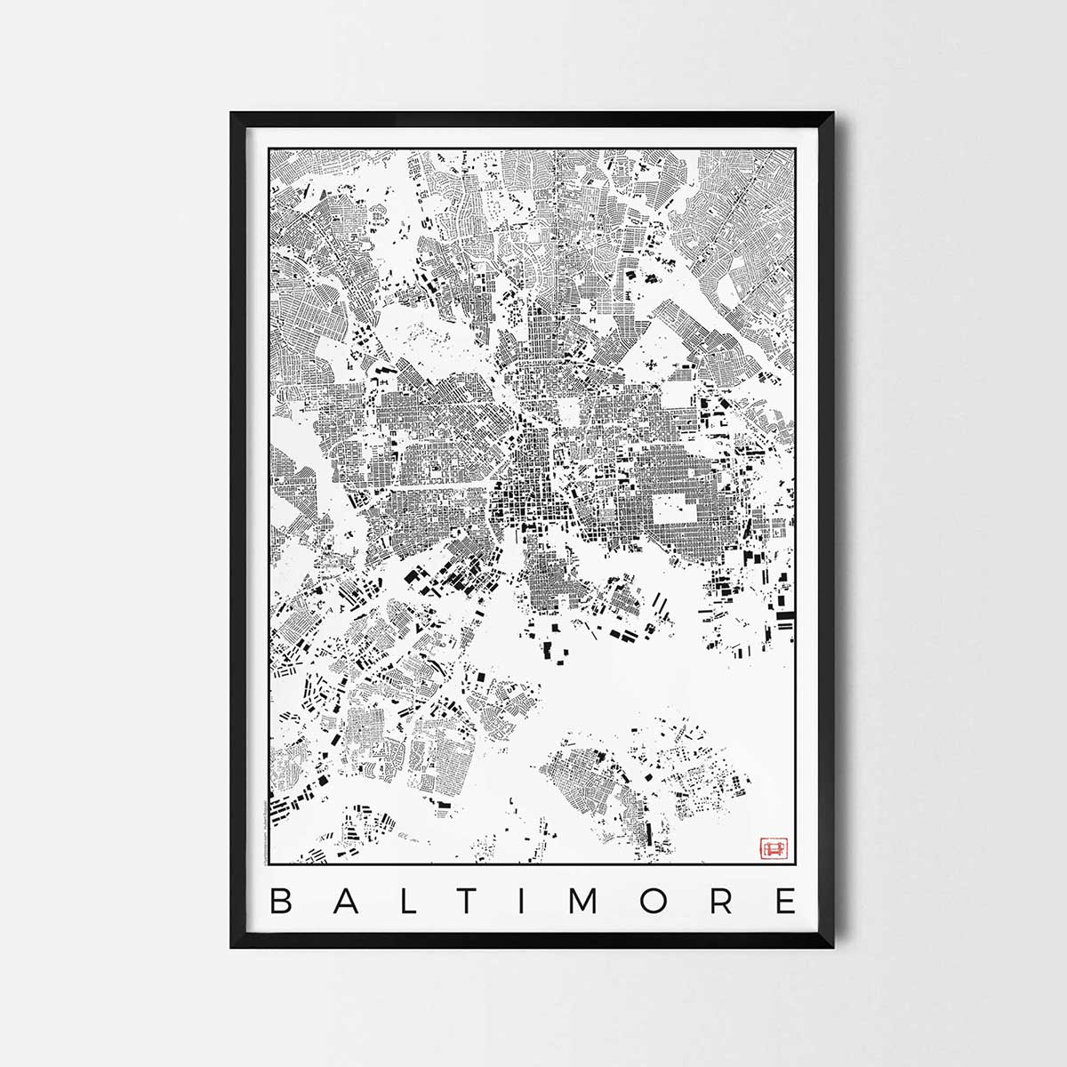 Baltimore Urban plan city map art posters map posters city art prints city posters schwarzplan