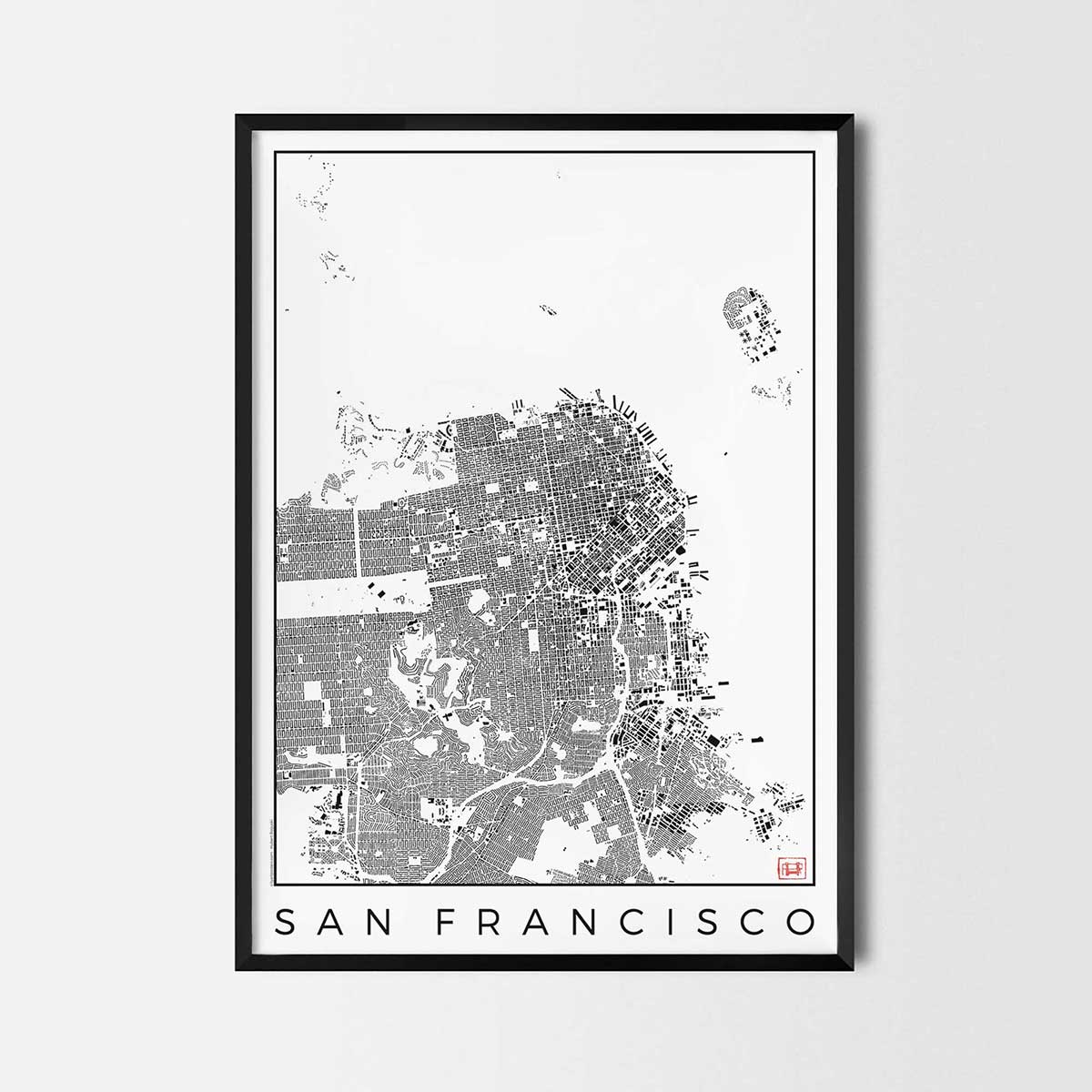 San Francisco Urban plan city map art posters map posters city art prints city posters schwarzplan