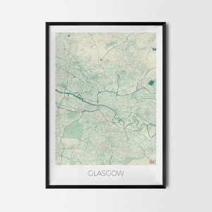 Glasgow City Map Posters Art Prints