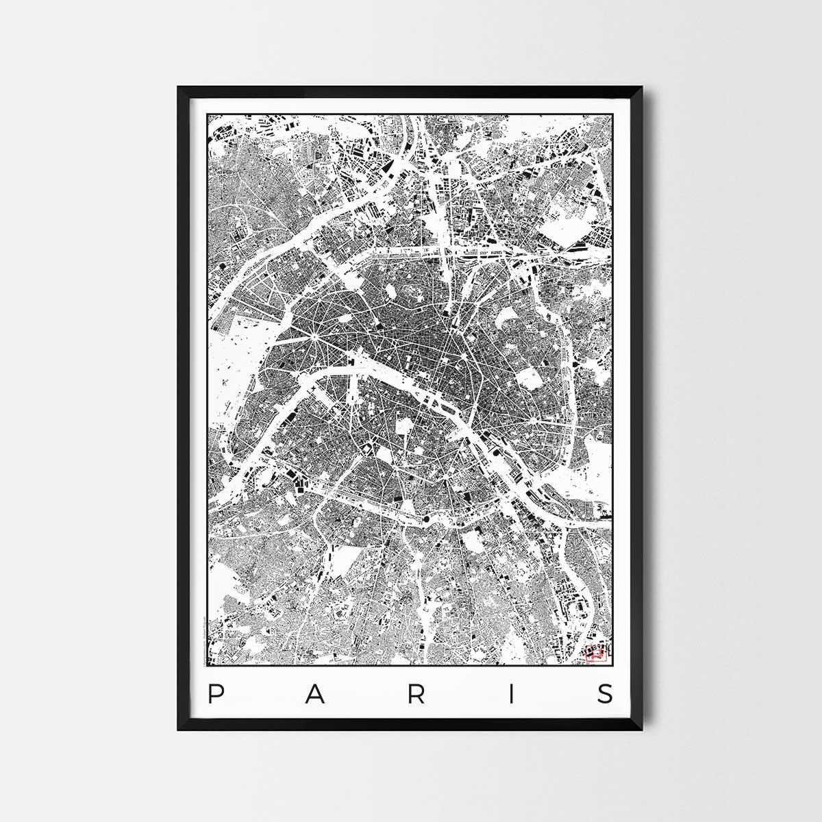 Paris map poster schwarzplan urban plan