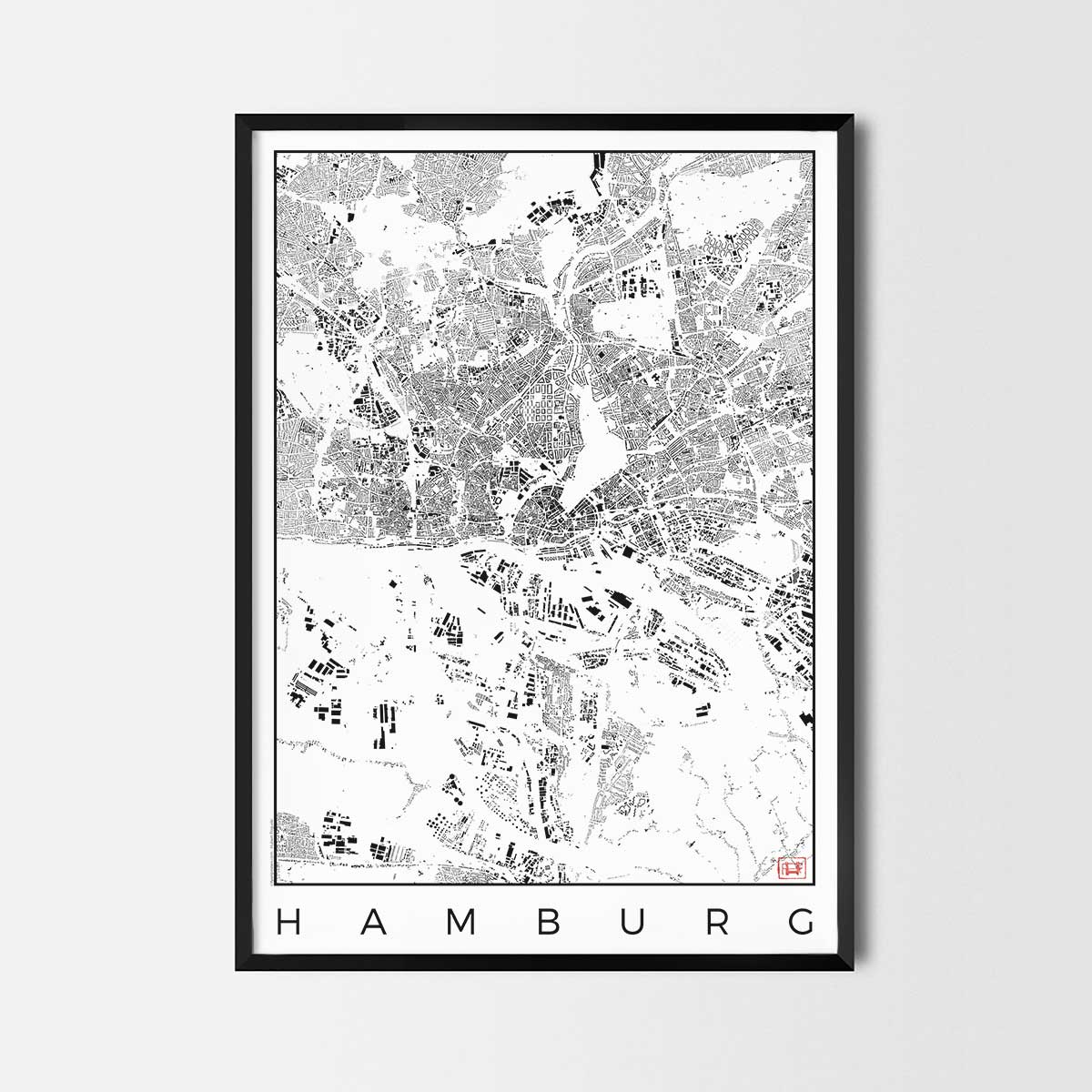 Hamburg map poster schwarzplan urban plan