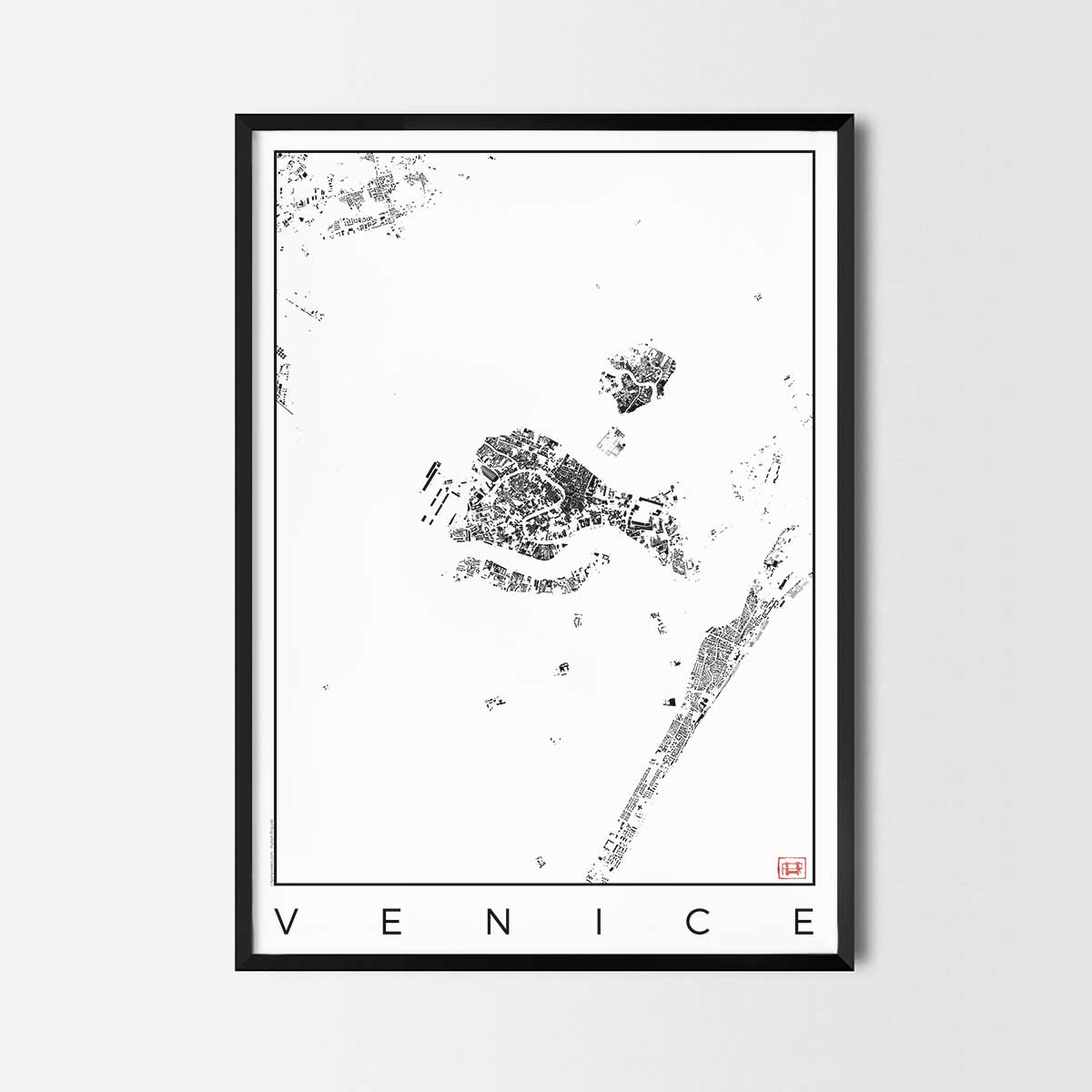 Venice map poster schwarzplan urban plan