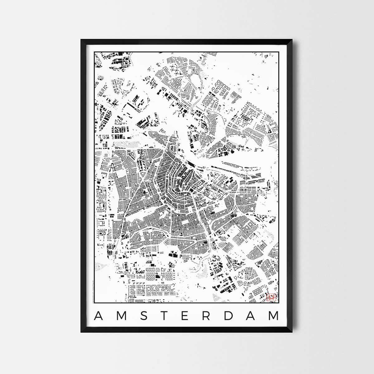 Amsterdam map poster schwarzplan urban plan