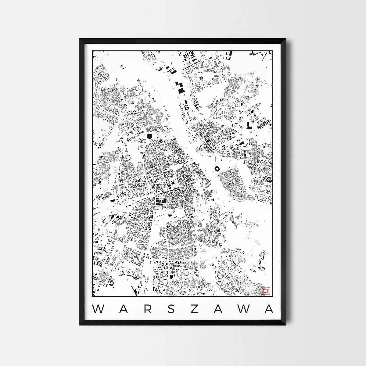 Warszawa map poster schwarzplan urban plan