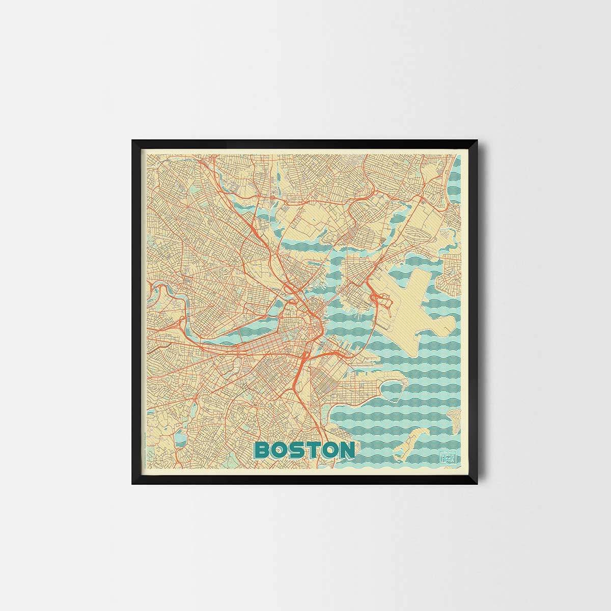 Boston City Prints city map art posters retro map posters city map prints city posters retro posters