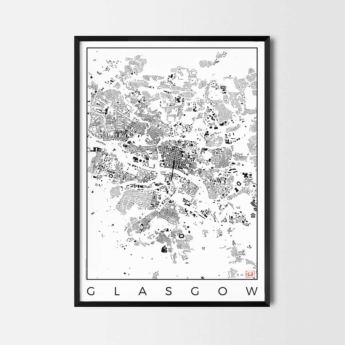Glasgow map poster schwarzplan urban plan