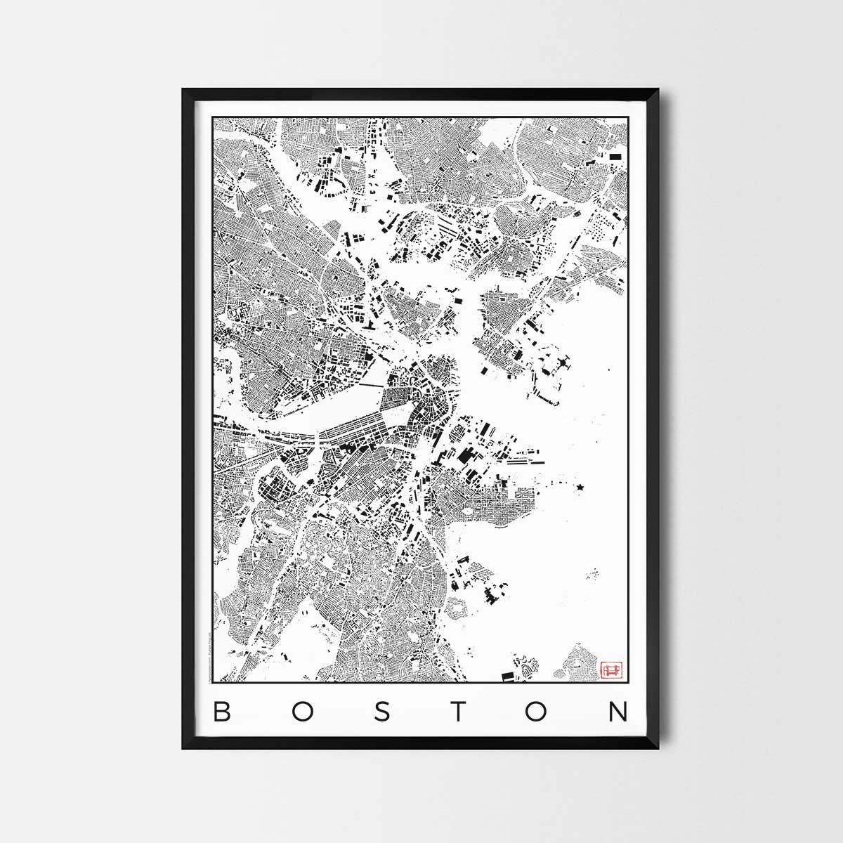 Boston map poster schwarzplan urban plan