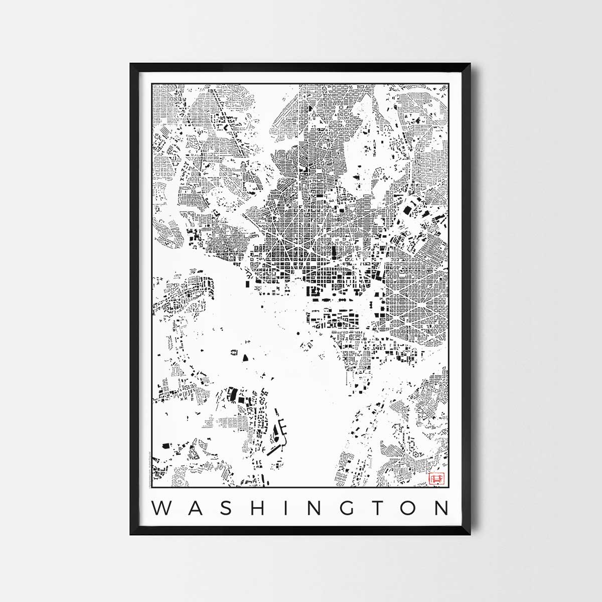 Washington Map Poster schwarzplan Urban plan city map art posters map posters city art prints city posters