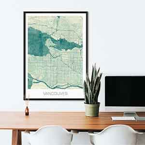 Vancouver gift map art gifts posters cool prints neighborhood gift ideas