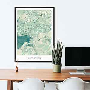 Shenzhen gift map art gifts posters cool prints neighborhood gift ideas