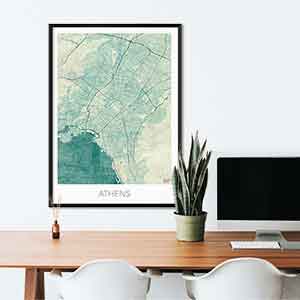 Athens gift map art gifts posters cool prints neighborhood gift ideas