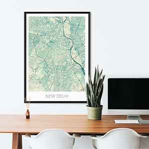 New Delhi gift map art gifts posters cool prints neighborhood gift ideas