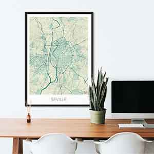 Seville gift map art gifts posters cool prints neighborhood gift ideas