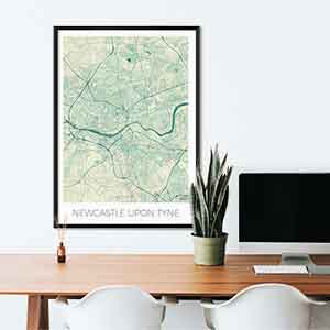 Newcastle Upon Tyne gift map art gifts posters cool prints neighborhood gift ideas