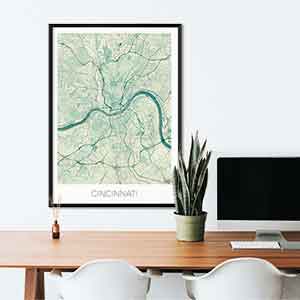 Cincinnati gift map art gifts posters cool prints neighborhood gift ideas