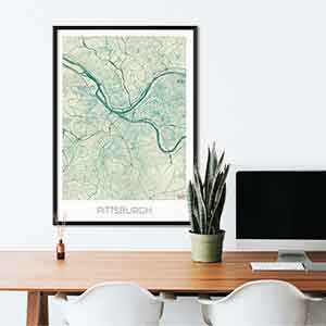 Pittsburgh gift map art gifts posters cool prints neighborhood gift ideas