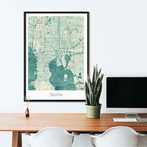 Tampa gift map art gifts posters cool prints neighborhood gift ideas