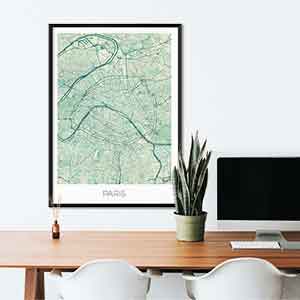 Paris gift map art gifts posters cool prints neighborhood gift ideas