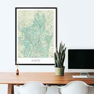 Kyoto gift map art gifts posters cool prints neighborhood gift ideas