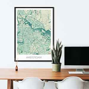 Amsterdam gift map art gifts posters cool prints neighborhood gift ideas