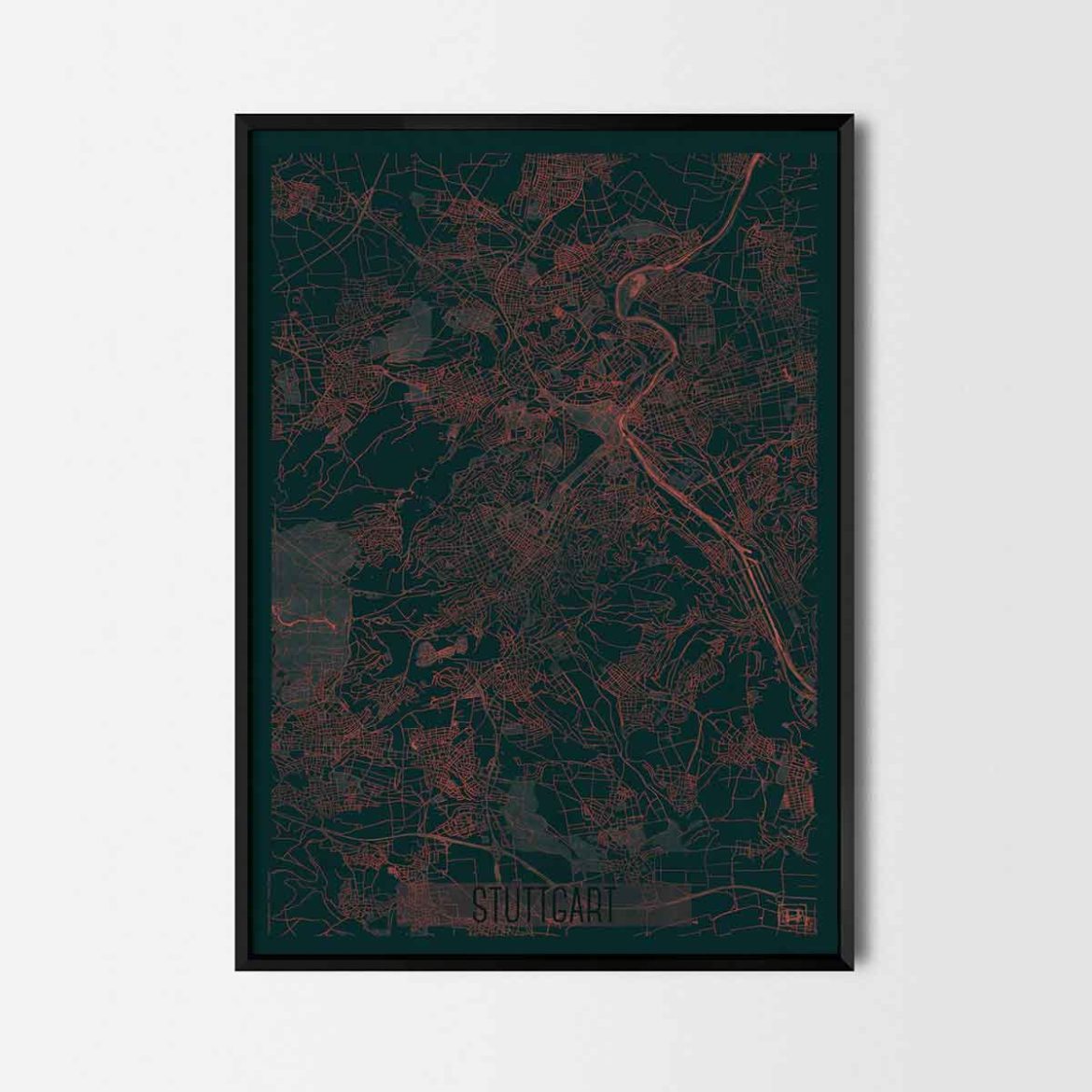 Textured Paper - Stuttgart, Germany Original Map Design Blue Stroke - Art  Print Poster Photo Gift - Size: 24 x 16 Inches