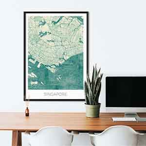 Singapore gift map art gifts posters cool prints neighborhood gift ideas