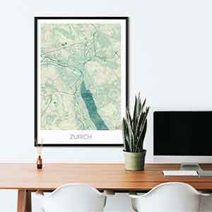 Zurich gift map art gifts posters cool prints neighborhood gift ideas