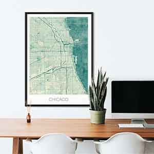 Chicago gift map art gifts posters cool prints neighborhood gift ideas