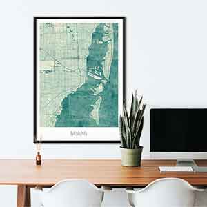 Miami gift map art gifts posters cool prints neighborhood gift ideas