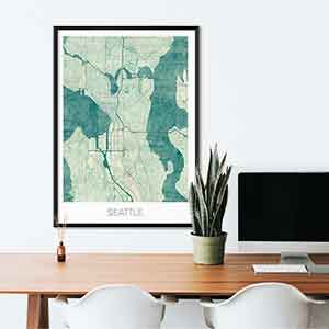 Seattle gift map art gifts posters cool prints neighborhood gift ideas