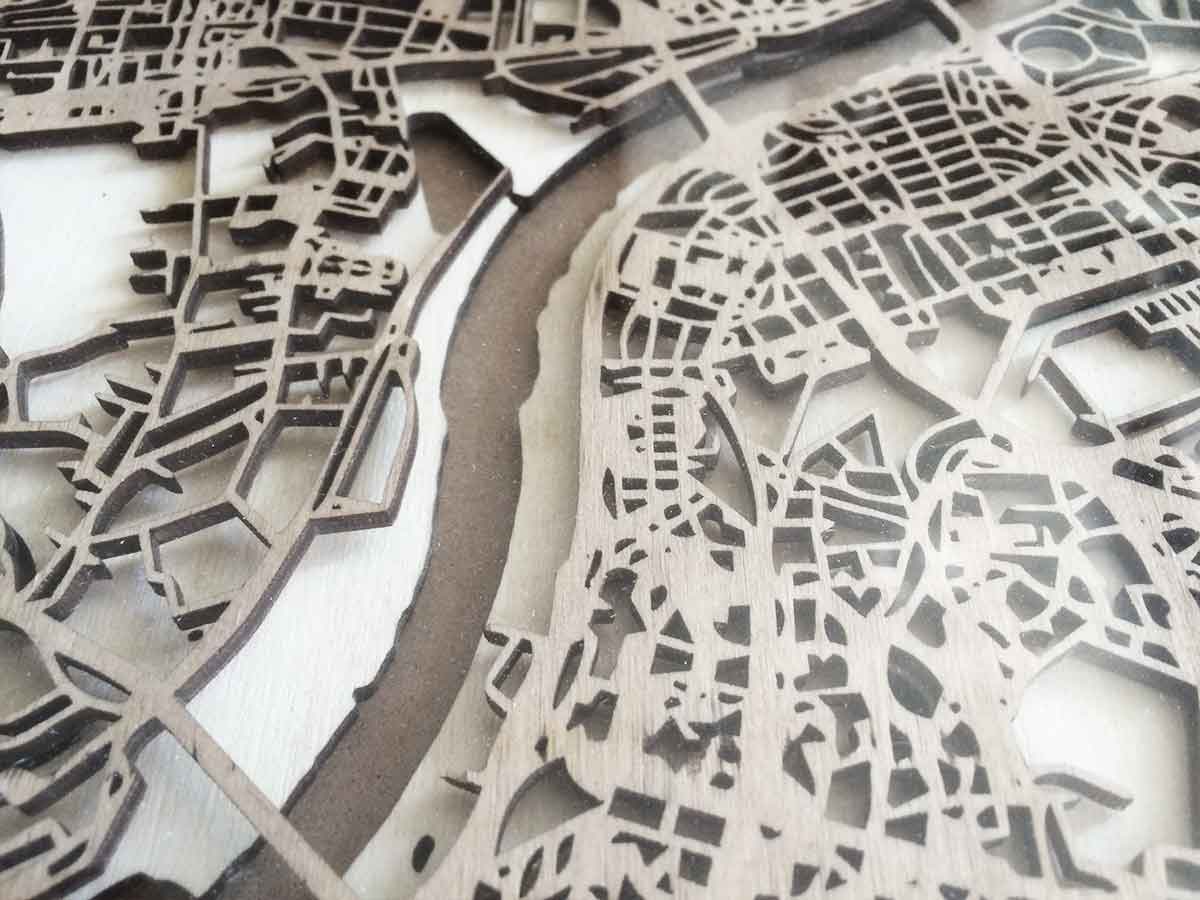 Minimalistic Wooden Maps cityartposters.com