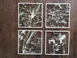 Minimalistic Wooden Maps cityartposters.com